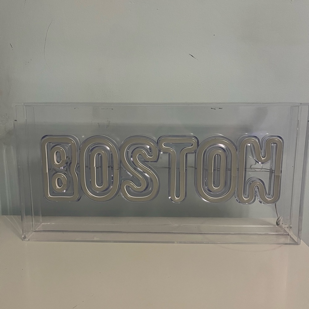 Blue Neon Boston Sign
